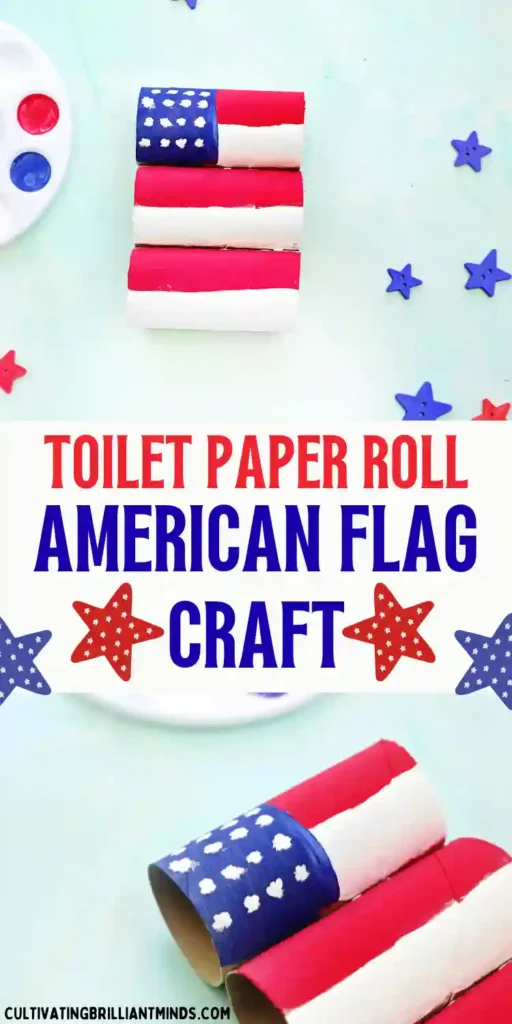 Toilet Paper Roll American Flag - Cultivating Brilliant Minds a Toilet Paper Roll American Flag that has toilet paper rolls glued together and painted to look like an American flag