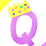 a letter q cut out of purple construction paper with a construction paper crown on top