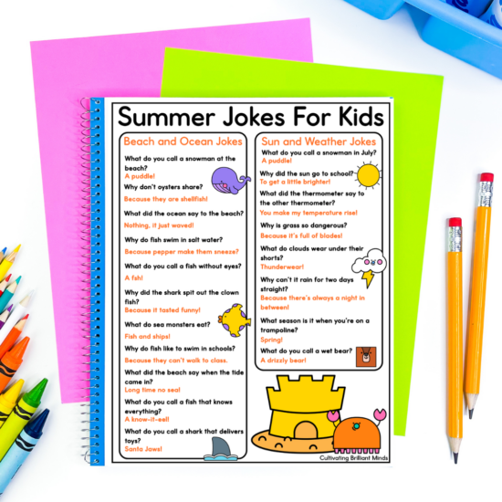 a page of summer jokes for kids