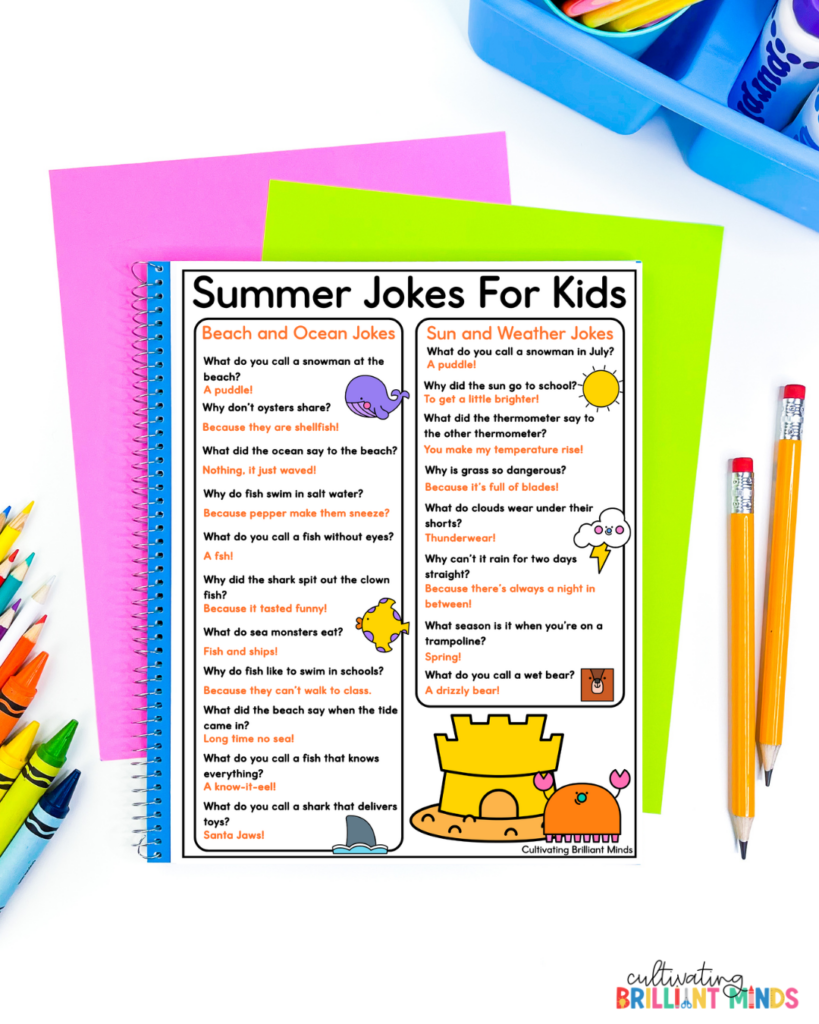 a page of summer jokes for kids