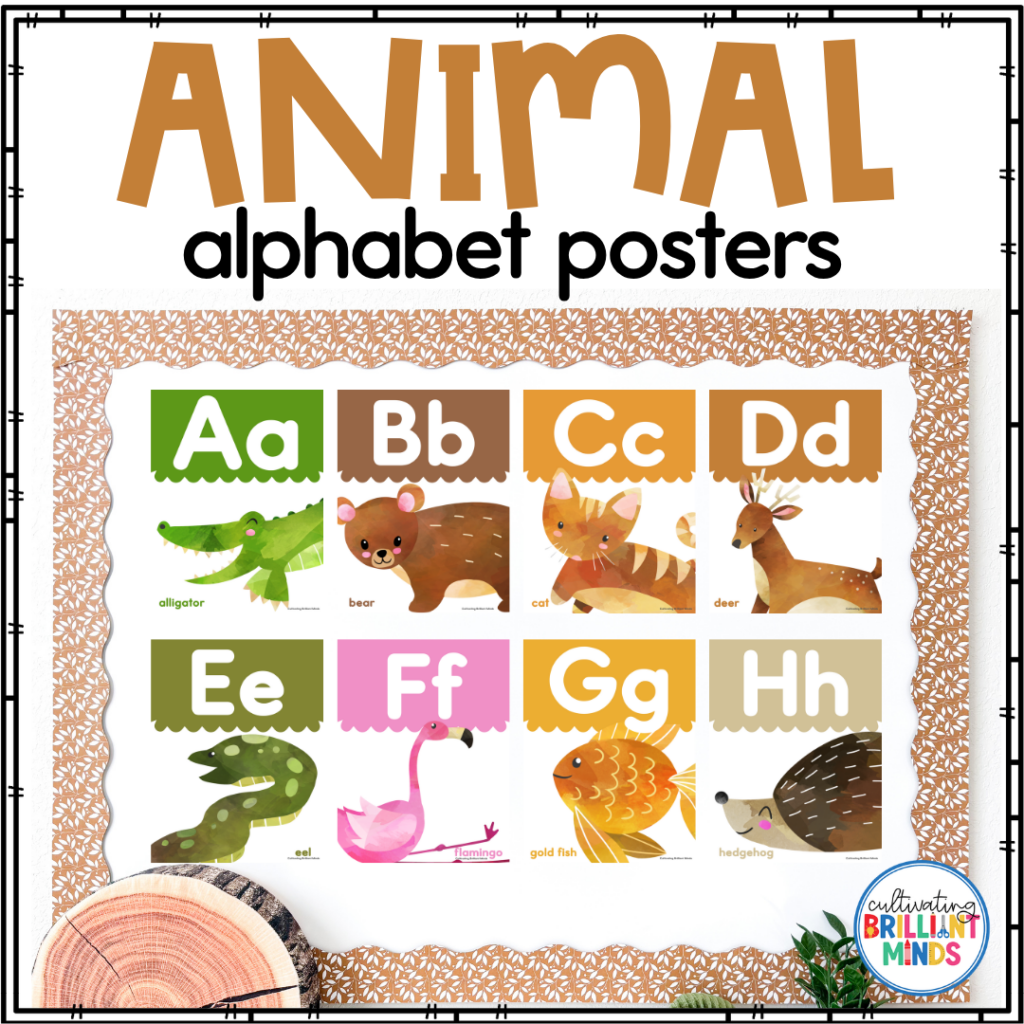 Watercolor Animal Posters - Cultivating Brilliant Minds watercolor animal alphabet posters with muted colors