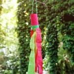 a watermelon windsock that has a toilet paper roll painted like toa watermelon and red and green streamers
