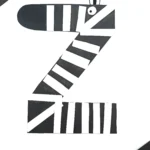 a letter z craft that is a letter z cut out of black construction paper with white stripes