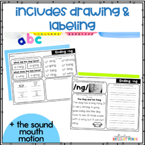 decodable ending digraph -NG reading passages with comprehension questions