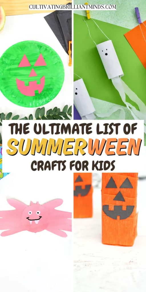 a collage of summerween crafts for kids