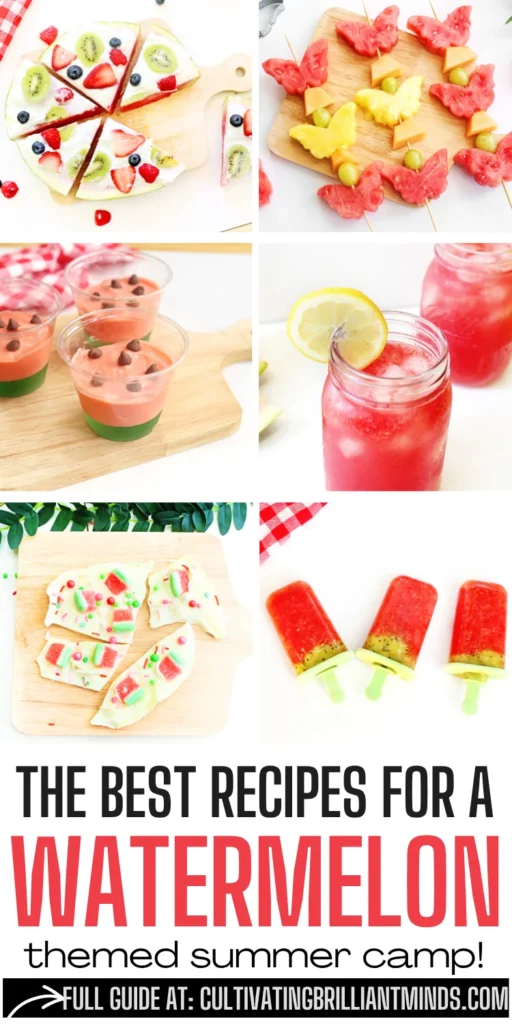 a collage of watermelon recipes for a summer camp