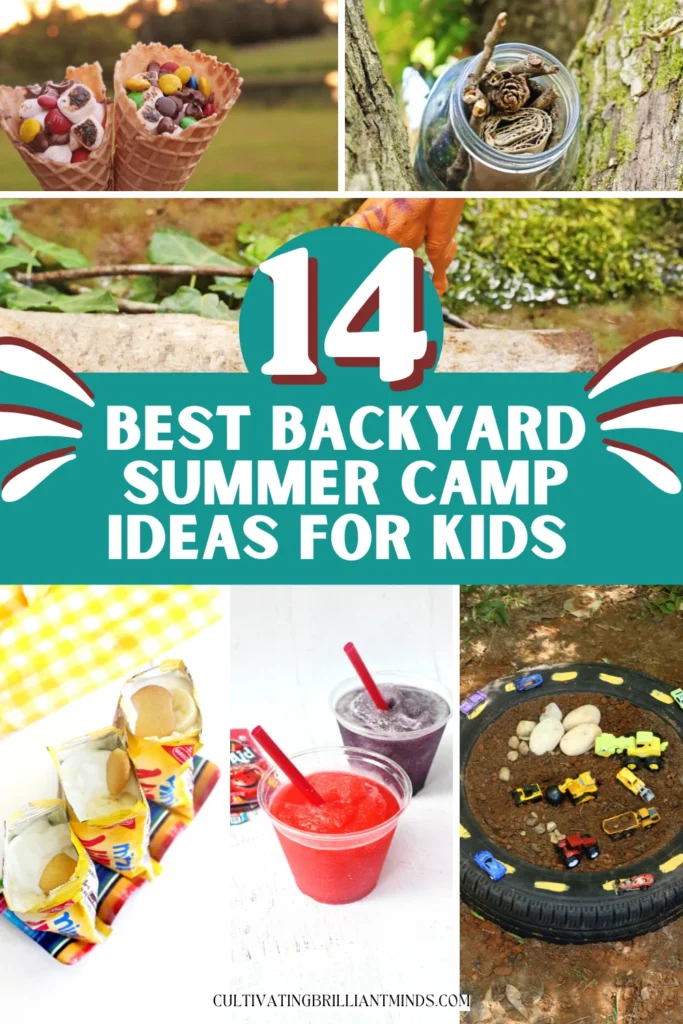 a collage of Backyard Summer Camp Ideas