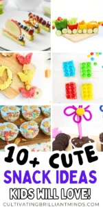 a collage of cute snacks for kids