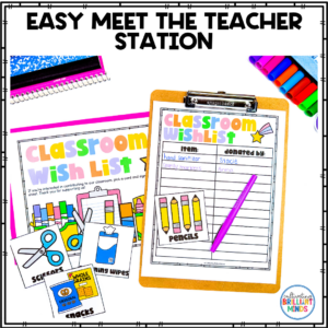 a classroom wishlist form with supply cards