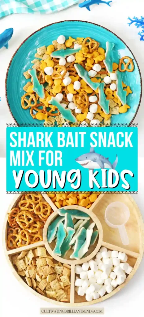 a Shark Snack Mix that has pretzels, marshmallows, chex, and gummy sharks