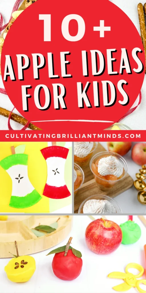 a collage of apple ideas for kids