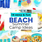 a collage of beach summer camp ideas