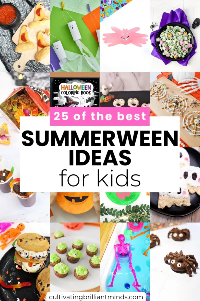 a collage of summerween ideas for kids