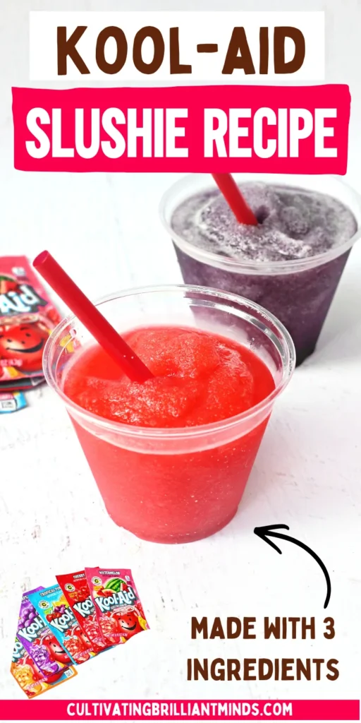 Kool-Aid Slushie - Cultivating Brilliant Minds a Kool-Aid Slushie in a clear cup with a red straw