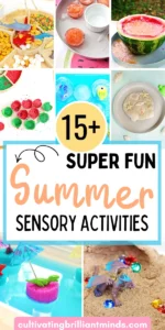 a collage of Summer Sensory Activities for kids
