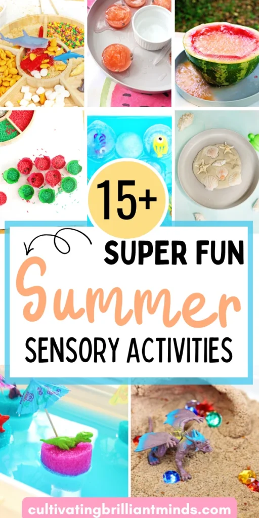 a collage of Summer Sensory Activities for kids