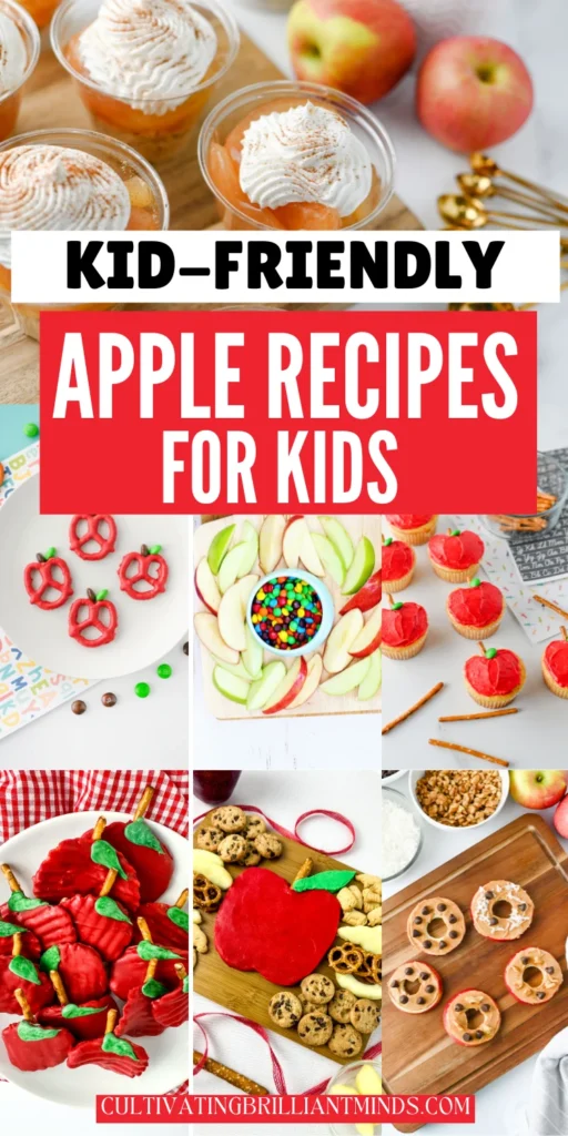 a collage of apple recipes for kids