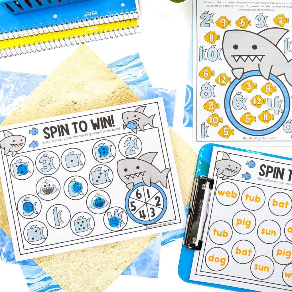 KEEP Shark Board Games - Cultivating Brilliant Minds shark board games to practice counting, letters, and reading words