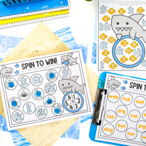 shark board games to practice counting, letters, and reading words