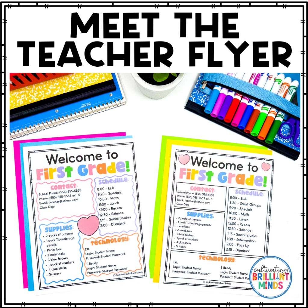 Meet the Teacher Flyer - Cultivating Brilliant Minds a meet the teacher flyer