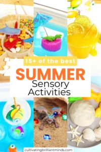 a collage of Summer Sensory Activities for kids