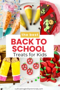 a collage of back to school treats for kids