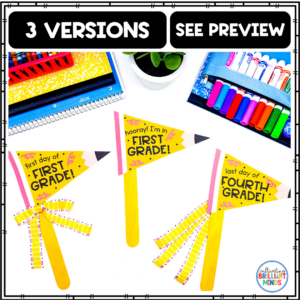 pencil pennants that read "first day of" different grades