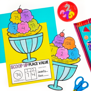 an ice cream place value craft for kids