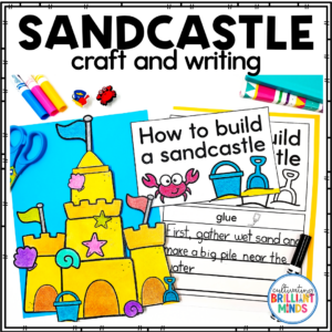 a sandcastle writing craft where kids build a sandcastle and then write about it