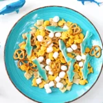 a Shark Snack Mix that has pretzels, marshmallows, chex, and gummy sharks