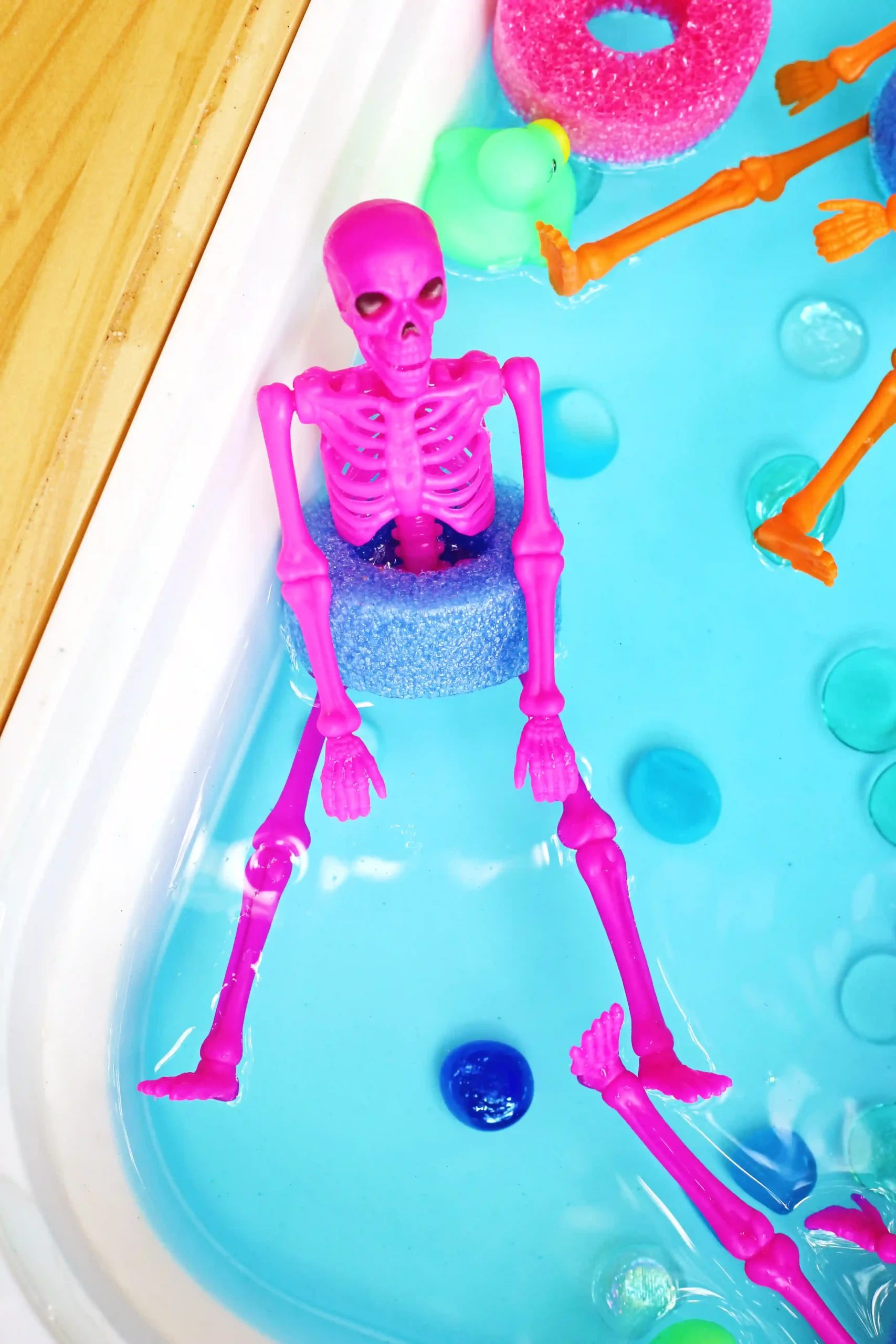 Skeleton Pool Party Sensory Bin
