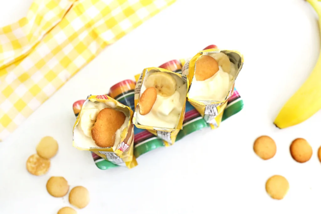 Walking Banana Pudding recipe that uses bags of nilla wafers, bananas, and vanilla pudding