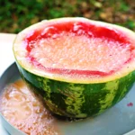 a watermelon volcano with baking soda and vinegar