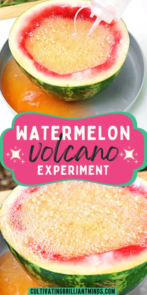 a watermelon volcano with baking soda and vinegar