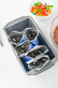 mini oreo snack bags open and sanding up in a pan for this after school snack