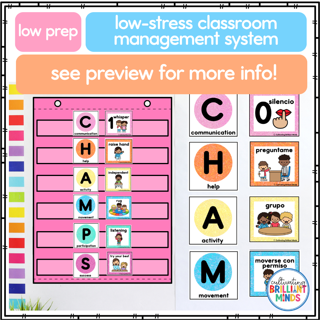 CHAMPS - Cultivating Brilliant Minds champs posters for classroom management
