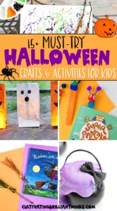 a collage of halloween crafts and activities for kids