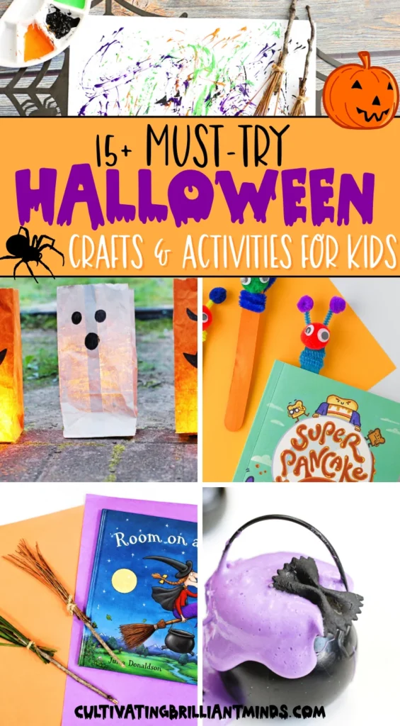 a collage of halloween crafts and activities for kids