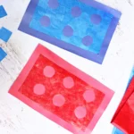 LEGO Brick Suncatcher made of tissue paper and contact paper