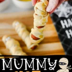 hot dogs wrapped with strips of crescent rolls to look like mummies