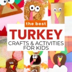 a collage of turkey crafts and activities for kids