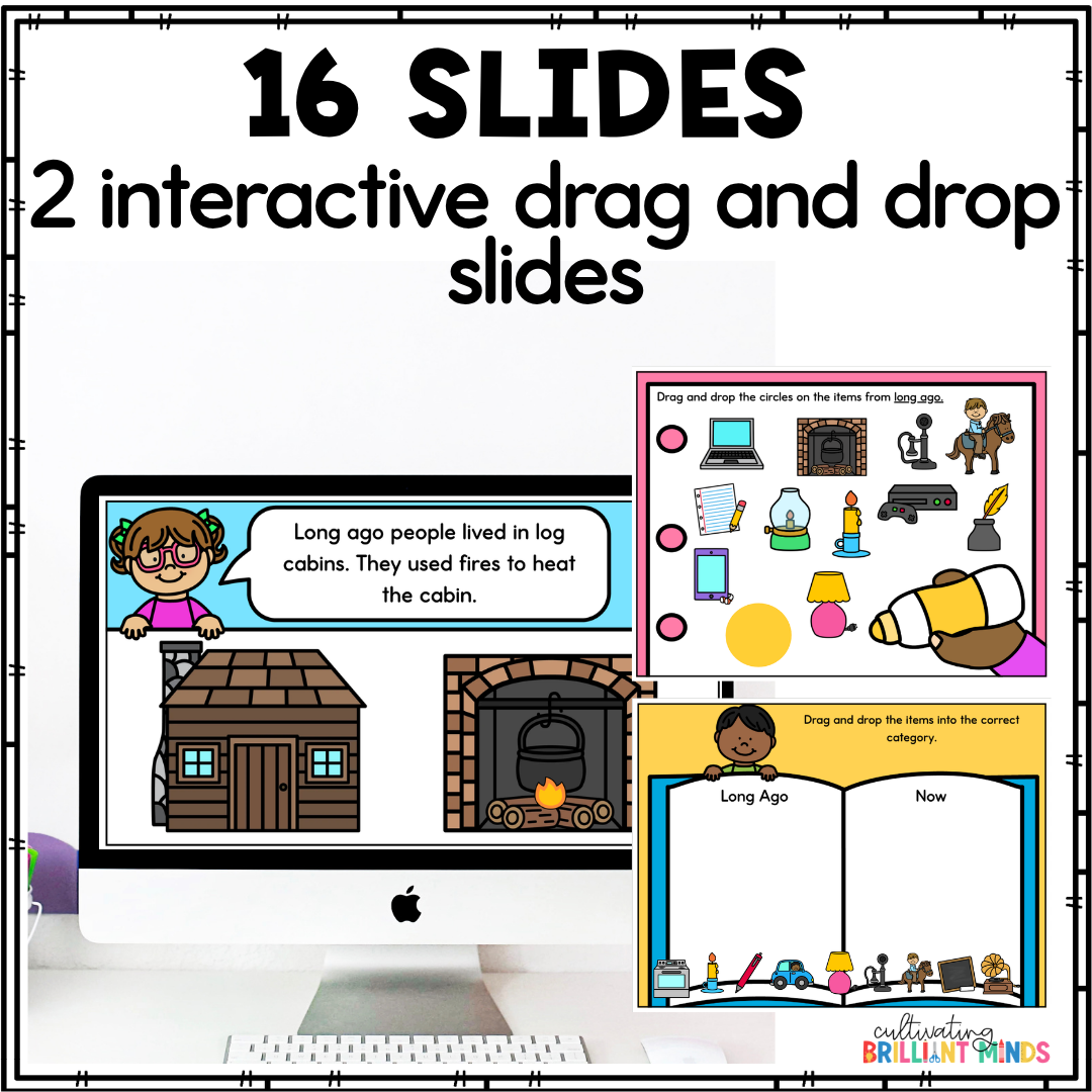 Then and Now - Cultivating Brilliant Minds slides and worksheets to teach then and now