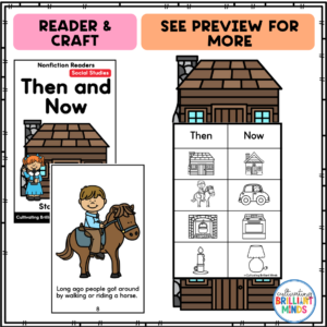 slides and worksheets to teach then and now