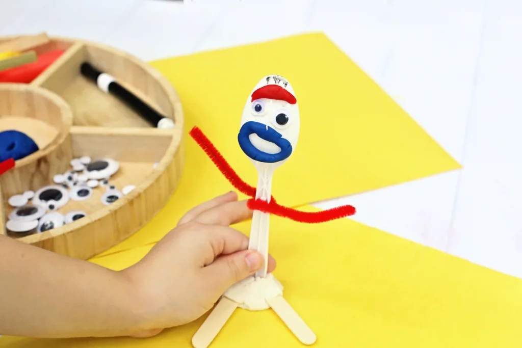Toy Story Forky Playdough Tray - Cultivating Brilliant Minds a toy story forky playdough tray that uses a plastic fork and playdough to create forky