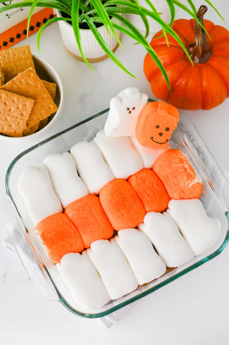 Halloween S'mores Sip with marshmallow ghosts and pumpkins