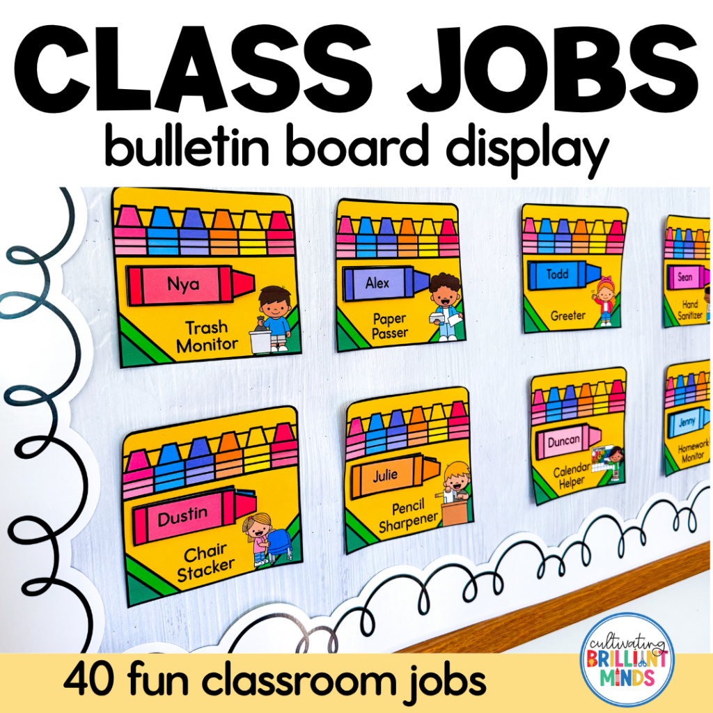 a classroom job bulletin board display