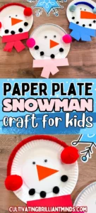 paper plates decorated to look like snowmen with earmuffs and scarves