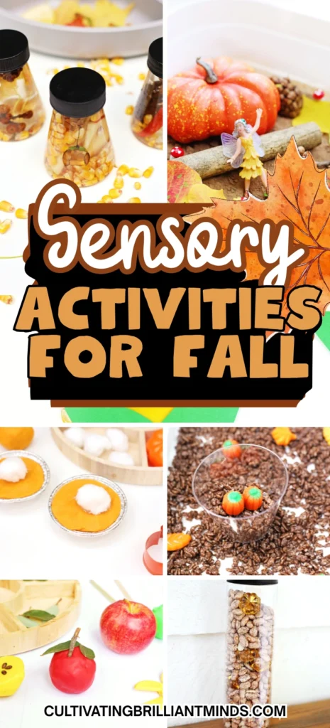 a collage of Fall Sensory Activities For Kids