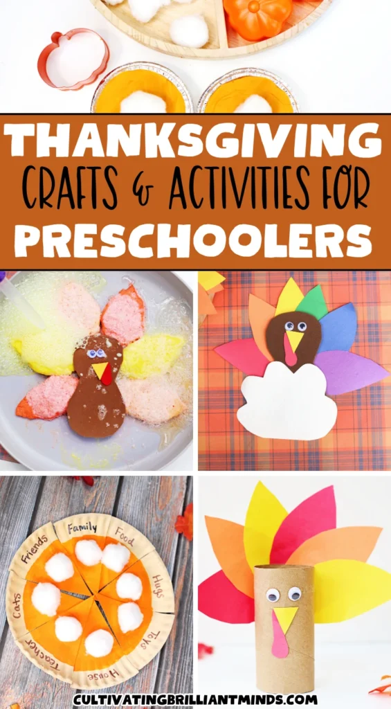 Thanksgiving Crafts and Activities - Cultivating Brilliant Minds a collage of Thanksgiving Crafts and Activities