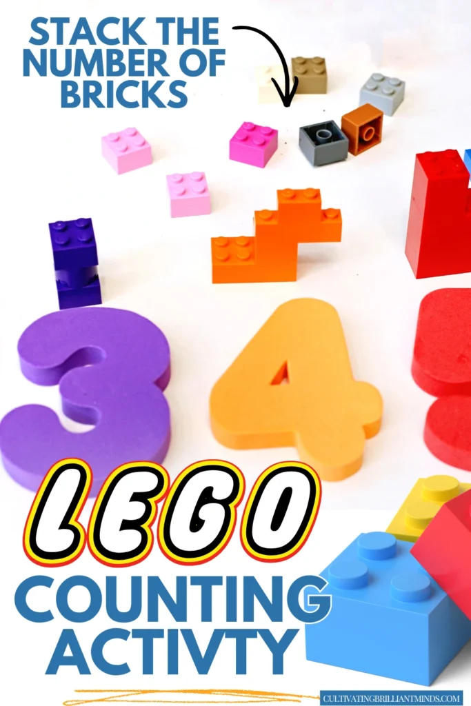 lego math towers with foam numbers 1-5 and the same amount of lego blocks